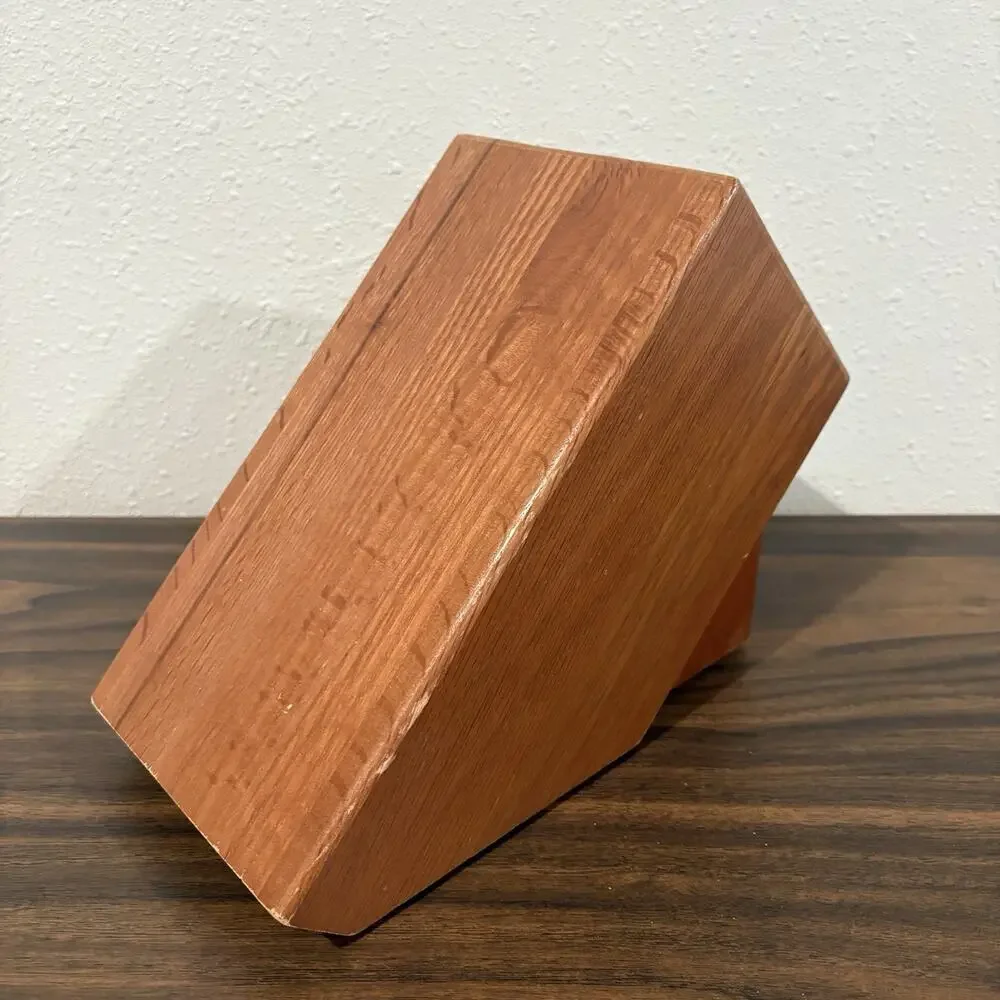Cutco Homemaker Solid Honey Oak Wood 10-Slot Knife Block Made In USA 8 x 10 x 5